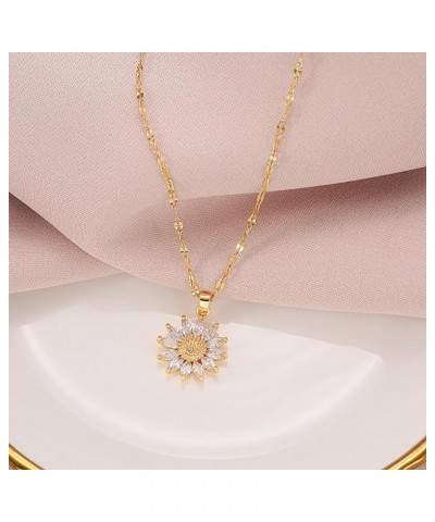 18K Gold Plated Sunflower Necklace for Women Zircon Sunflower necklace Lip Chain Sunflower Pendant Necklace Trendy Jewelry Ac...