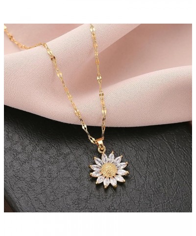 18K Gold Plated Sunflower Necklace for Women Zircon Sunflower necklace Lip Chain Sunflower Pendant Necklace Trendy Jewelry Ac...