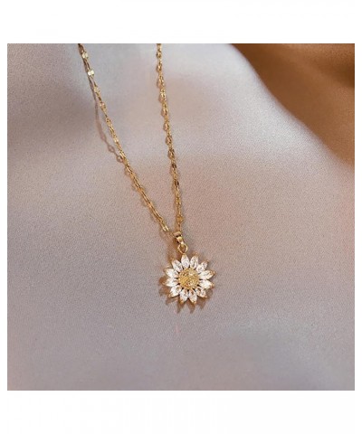 18K Gold Plated Sunflower Necklace for Women Zircon Sunflower necklace Lip Chain Sunflower Pendant Necklace Trendy Jewelry Ac...