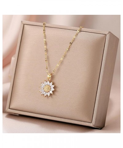 18K Gold Plated Sunflower Necklace for Women Zircon Sunflower necklace Lip Chain Sunflower Pendant Necklace Trendy Jewelry Ac...