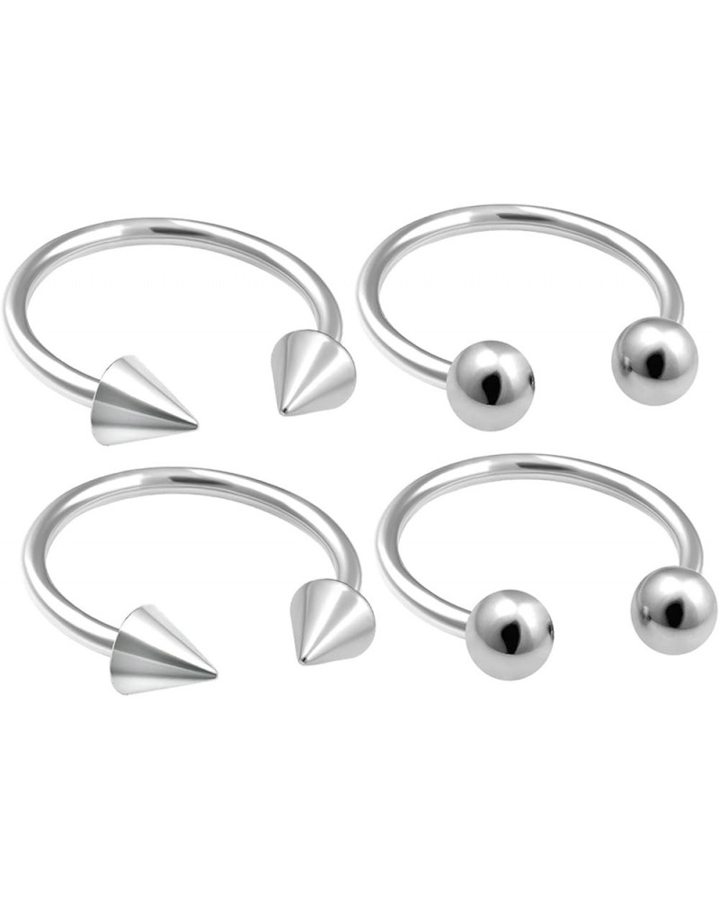 4pcs 18g Horseshoe Ring Circular Cartilage Steel Nose Lip Cartilage Hoop Septum Tragus Stud Ear Eyebrow BBEL - Pick Size 4 Pc...