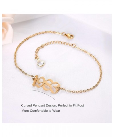 Birth Year Ankle Bracelets for Women,Dainty Layered Chain 14K Gold Plated Year Anklets for Women Teen Girls,Summer Beach Foot...