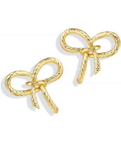 Christmas Gold/Silver Bow Earrings For Women Ribbon Dainty Cute Stud Earrings Gift B-Gold $9.34 Earrings