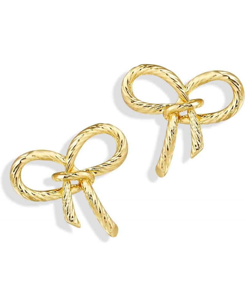 Christmas Gold/Silver Bow Earrings For Women Ribbon Dainty Cute Stud Earrings Gift B-Gold $9.34 Earrings