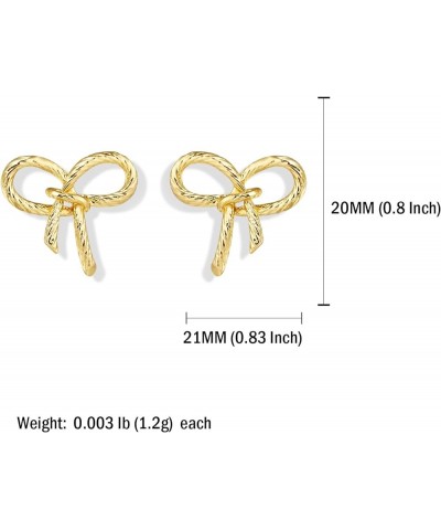 Christmas Gold/Silver Bow Earrings For Women Ribbon Dainty Cute Stud Earrings Gift B-Gold $9.34 Earrings