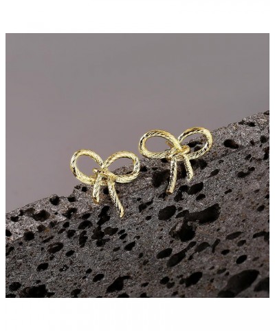 Christmas Gold/Silver Bow Earrings For Women Ribbon Dainty Cute Stud Earrings Gift B-Gold $9.34 Earrings