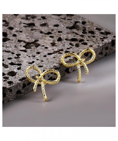 Christmas Gold/Silver Bow Earrings For Women Ribbon Dainty Cute Stud Earrings Gift B-Gold $9.34 Earrings