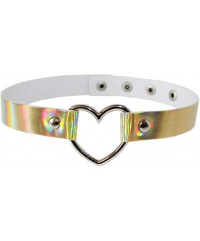 Love Heart Necklace Choker PU Leather Holographic Rainbow Collar LGBT Rainbow Pride Necklace for Women Gilrs Fashion Jewelry ...