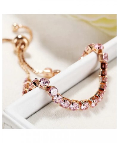 Women Stretch Bracelet Gold Plated Adjustable Crystal Tennis Bracelets Rose Gold $7.07 Bracelets