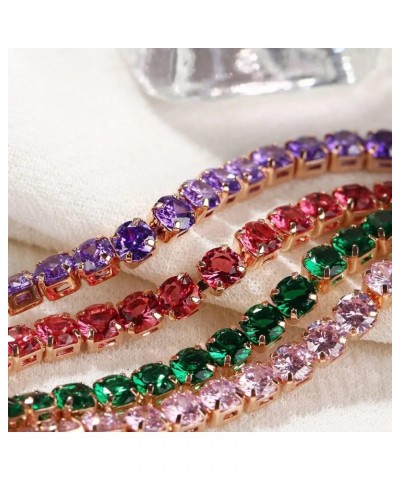 Women Stretch Bracelet Gold Plated Adjustable Crystal Tennis Bracelets Rose Gold $7.07 Bracelets