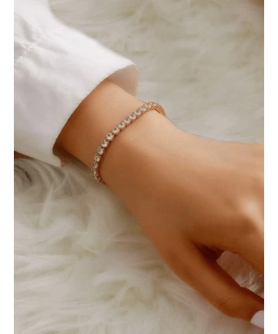 Women Stretch Bracelet Gold Plated Adjustable Crystal Tennis Bracelets Rose Gold $7.07 Bracelets