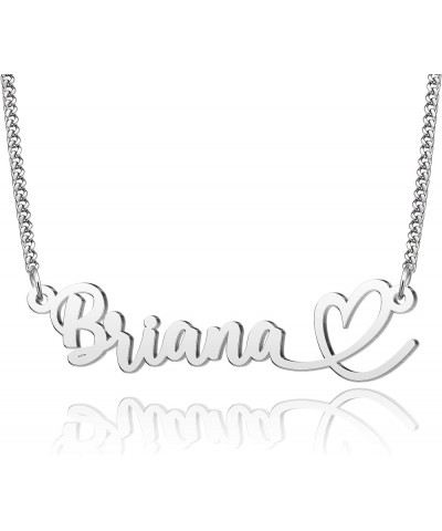 Heart Name Necklace Personalized Initial Stainless Steel Pendant Jewelry Christmas Gift Curb Chain 18 Briana $10.79 Necklaces