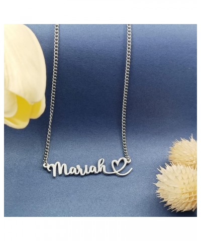 Heart Name Necklace Personalized Initial Stainless Steel Pendant Jewelry Christmas Gift Curb Chain 18 Briana $10.79 Necklaces