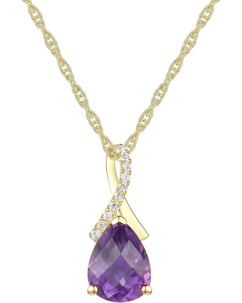 Sterling Silver Gemstone and Created White Sapphire Pendant w/ 18" Chain 9x7 Stone Purple $22.00 Necklaces