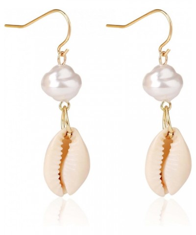 Seashell Earrings for Women Bohemia Natural Cowrie Shell Pendant Drop Earrings Summer Beach Earrings Jewelry Gifts Pearl $7.9...