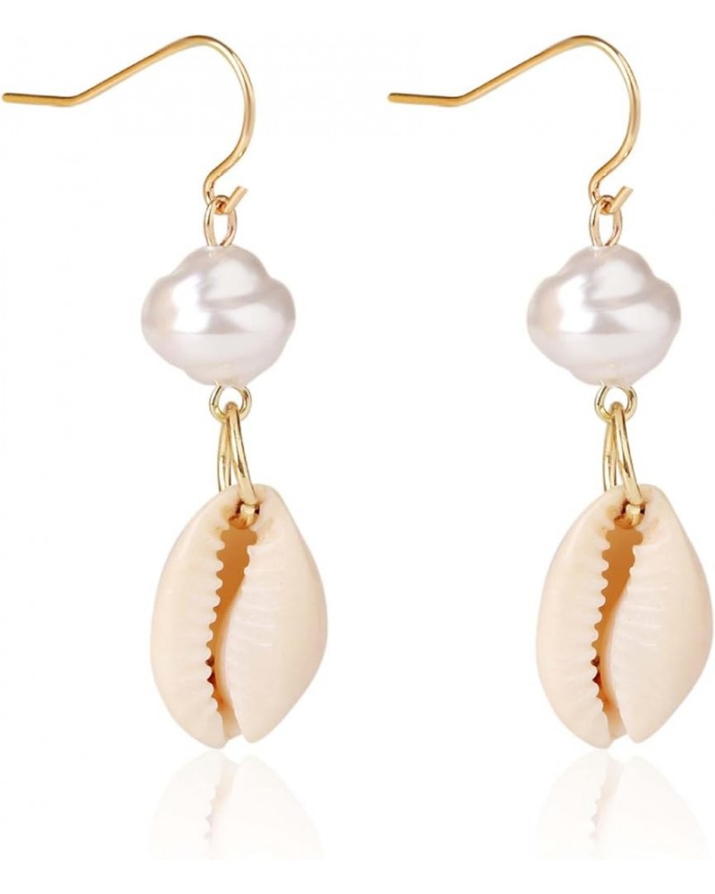 Seashell Earrings for Women Bohemia Natural Cowrie Shell Pendant Drop Earrings Summer Beach Earrings Jewelry Gifts Pearl $7.9...