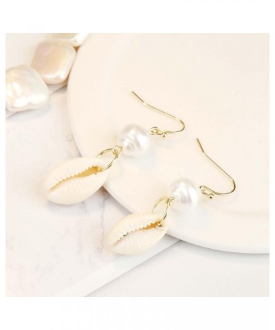 Seashell Earrings for Women Bohemia Natural Cowrie Shell Pendant Drop Earrings Summer Beach Earrings Jewelry Gifts Pearl $7.9...