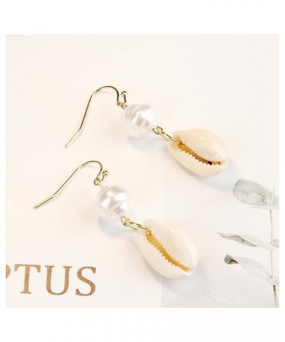 Seashell Earrings for Women Bohemia Natural Cowrie Shell Pendant Drop Earrings Summer Beach Earrings Jewelry Gifts Pearl $7.9...