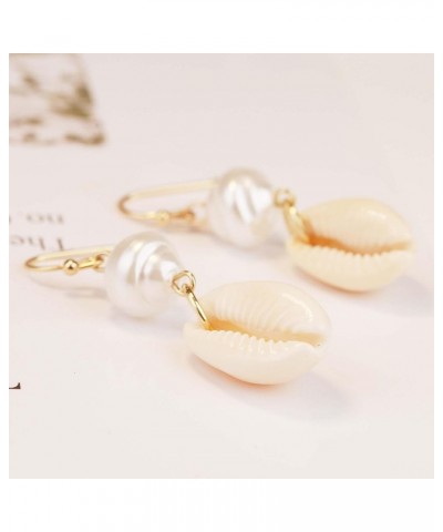 Seashell Earrings for Women Bohemia Natural Cowrie Shell Pendant Drop Earrings Summer Beach Earrings Jewelry Gifts Pearl $7.9...