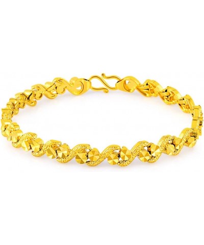 Fashion Carved Flower 24K Yellow Gold Plating Women's Teens Lady's Heavy Cut Noble Chain Bracelet Kinds Style 6mm~8mm Width 6...