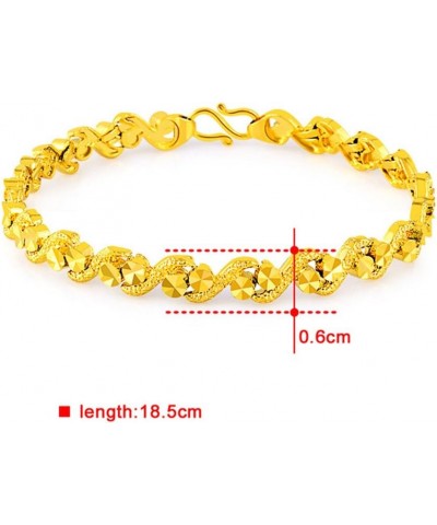 Fashion Carved Flower 24K Yellow Gold Plating Women's Teens Lady's Heavy Cut Noble Chain Bracelet Kinds Style 6mm~8mm Width 6...