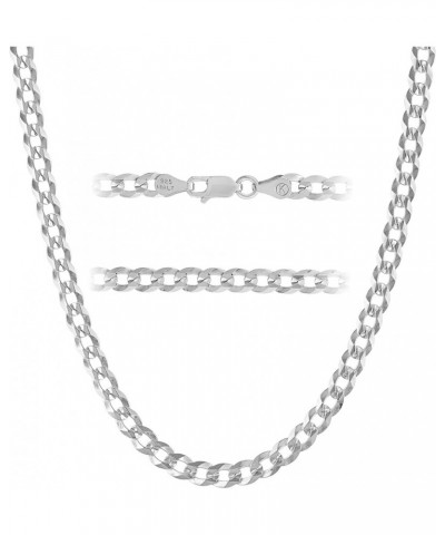 Italian 925 Sterling Silver Diamond Cut 5mm Curb Cuban Link Chain Necklace - for Men & Women with Lobster Clasp - Made in Ita...