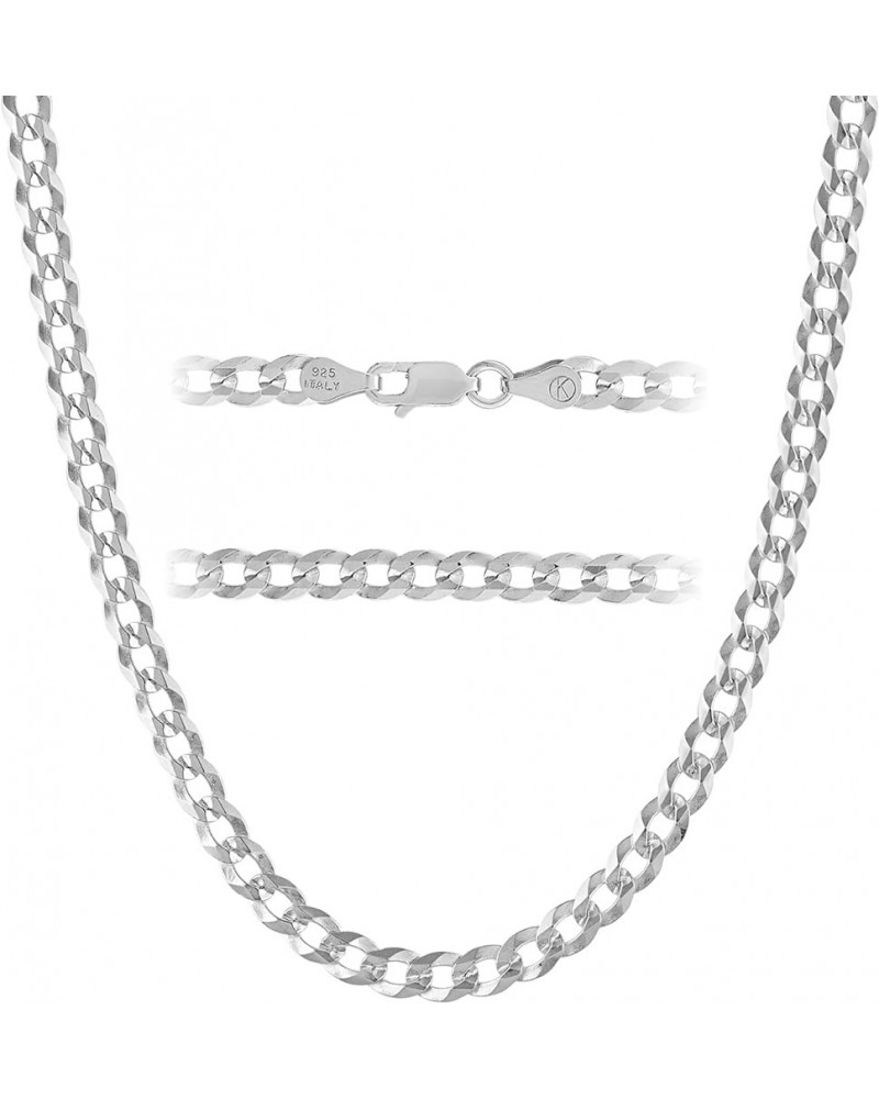 Italian 925 Sterling Silver Diamond Cut 5mm Curb Cuban Link Chain Necklace - for Men & Women with Lobster Clasp - Made in Ita...