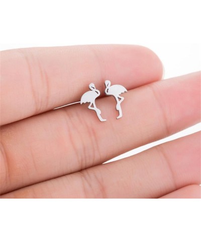 Minimalist Flamingo Small Little Stud Earrings for Women Teen Girls Cute Stainless Steel Animal Cartilage Tragus Hypoallergen...