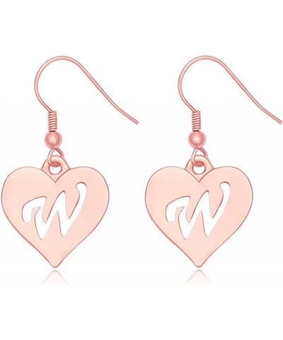 Heart Shaped Single Initial Alphabet Letters Personalized Charms Dangle Earrings W rose-gold-plated-brass $10.36 Earrings