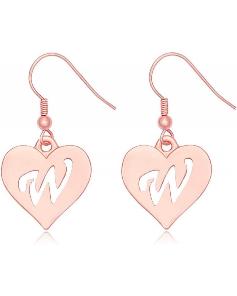 Heart Shaped Single Initial Alphabet Letters Personalized Charms Dangle Earrings W rose-gold-plated-brass $10.36 Earrings