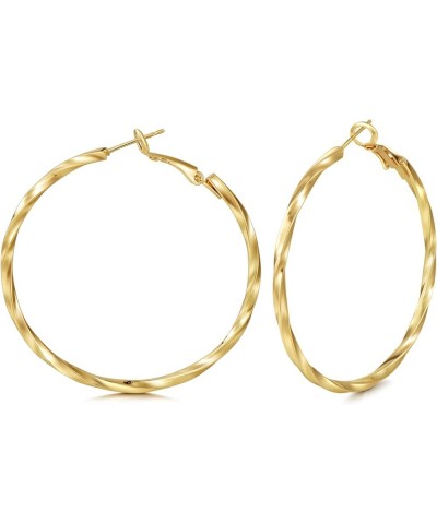 18k Gold Plated Hoop Earring Large Hoop Earrings Twisted Hoop Earring Layered Hoop Earring Thanksgiving Christmas Gift for Wo...