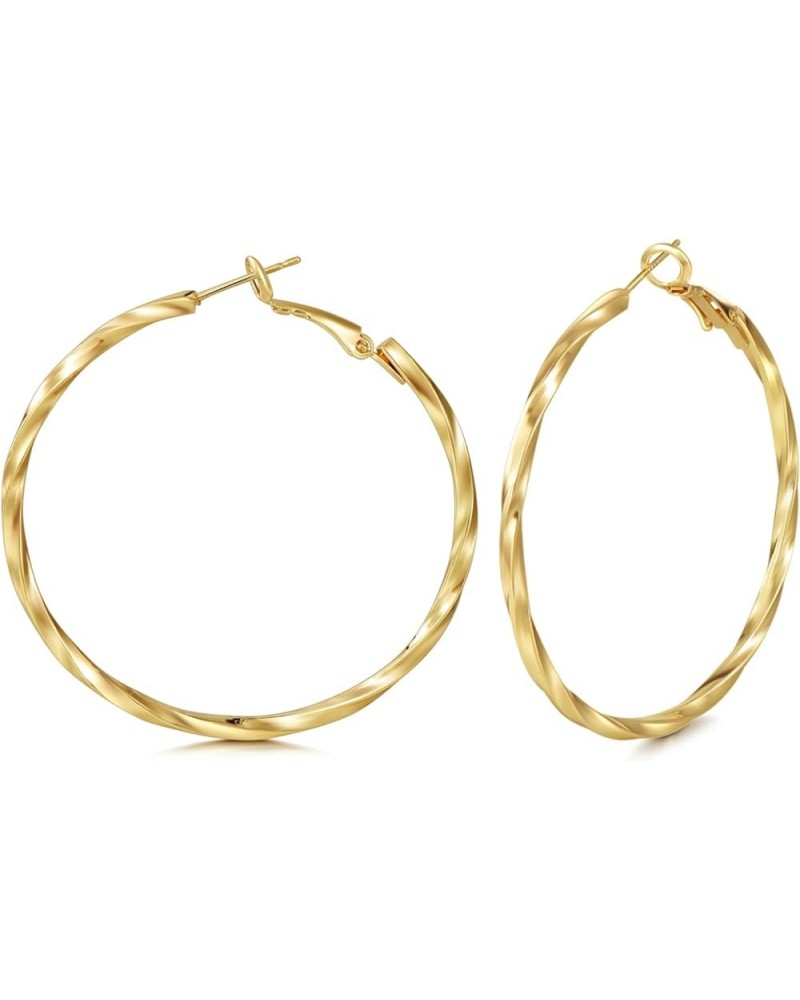 18k Gold Plated Hoop Earring Large Hoop Earrings Twisted Hoop Earring Layered Hoop Earring Thanksgiving Christmas Gift for Wo...