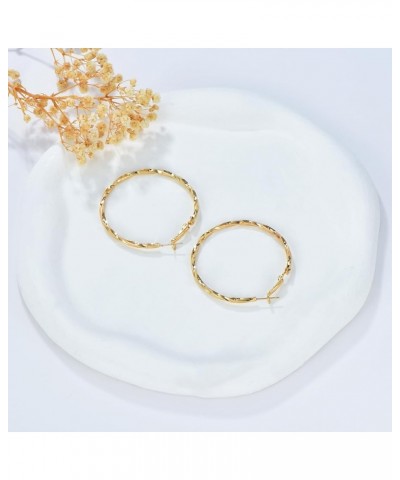 18k Gold Plated Hoop Earring Large Hoop Earrings Twisted Hoop Earring Layered Hoop Earring Thanksgiving Christmas Gift for Wo...