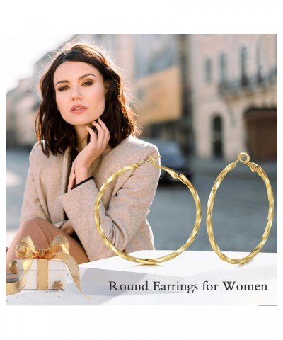 18k Gold Plated Hoop Earring Large Hoop Earrings Twisted Hoop Earring Layered Hoop Earring Thanksgiving Christmas Gift for Wo...