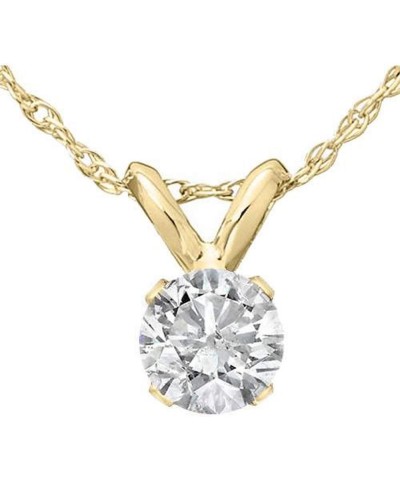 7/8 Ct Round Diamond Solitaire Pendant in White or Yellow Gold 18" Necklace Yellow Gold $242.00 Necklaces