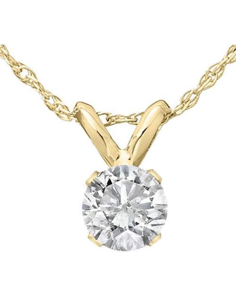 7/8 Ct Round Diamond Solitaire Pendant in White or Yellow Gold 18" Necklace Yellow Gold $242.00 Necklaces