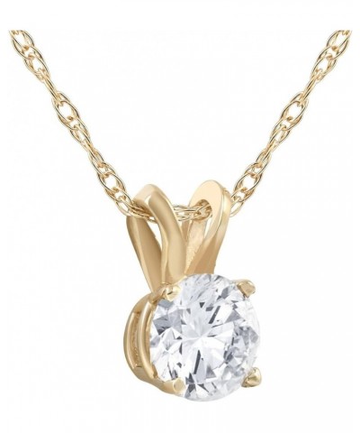 7/8 Ct Round Diamond Solitaire Pendant in White or Yellow Gold 18" Necklace Yellow Gold $242.00 Necklaces