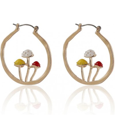 Lovely Mushroom Hoop Earrings Anime Kawaii Unique Chunky Gold Enamel Statement Funny Boho Trendy Hypoallergenic Earingings fo...