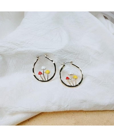 Lovely Mushroom Hoop Earrings Anime Kawaii Unique Chunky Gold Enamel Statement Funny Boho Trendy Hypoallergenic Earingings fo...