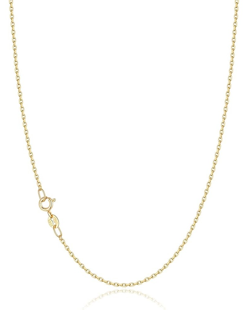 Solid 18k Gold Over 925 Sterling Silver Chain Necklace for Women Girls, 1.2mm Cable Chain Necklace Super Sturdy & Shiny Women...