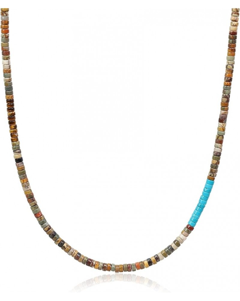 Mens Womens Heishi Genuine Stone Beaded Necklace 26" Picasso Jasper $13.86 Necklaces