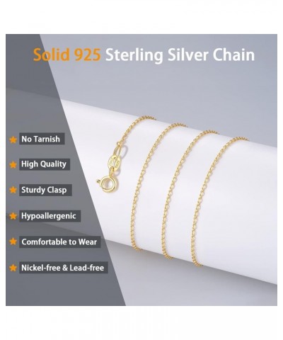 Solid 18k Gold Over 925 Sterling Silver Chain Necklace for Women Girls, 1.2mm Cable Chain Necklace Super Sturdy & Shiny Women...