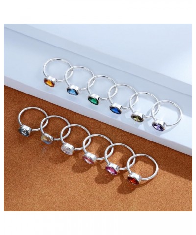 Simple Birthstone Rings for Women Girls Mother Children Jewelry 925 Sterling Silver Colorful Cubic Zirconia Stackable Promise...