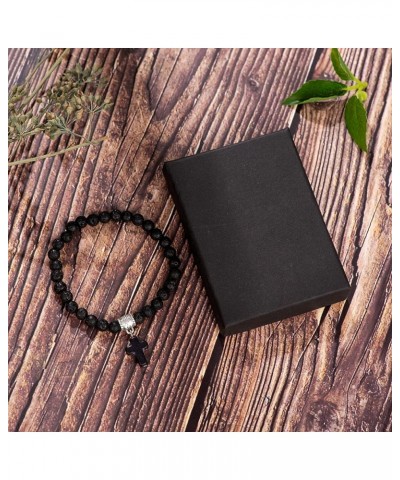 6mm Bead Cross Pendant Bracelet for Women Healing Stone Stretch Prayer Bracelet for Boy Girls,with Gift Box Lava $7.40 Bracelets