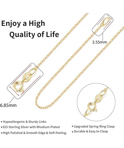 Solid 18k Gold Over 925 Sterling Silver Chain Necklace for Women Girls, 1.2mm Cable Chain Necklace Super Sturdy & Shiny Women...