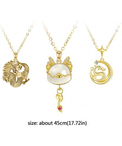 2024 Chinese Style Trend Zodiac Dragon Necklace,Chinese Zodiac Animal Enameled Dragon Charm Bracelet, For Women Men Lucky Cha...