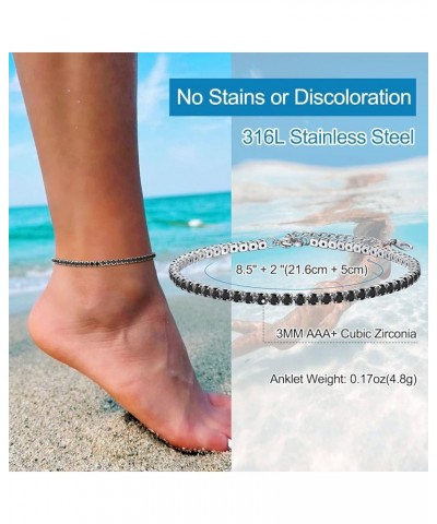 Women's Anklets, Tennis Ankle Bracelet for Women, 14K Gold Plated Waterproof Cubic Zirconia Boho Anklets Jewelry for Summer B...