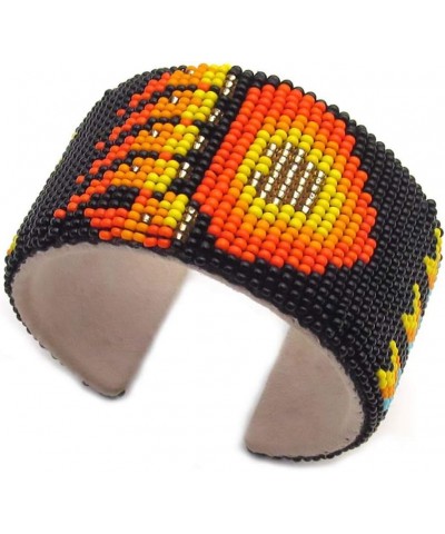 Southwestern Native Style Seed Beads Beaded Hard Cuff Bracelet Black Paw $11.00 Bracelets