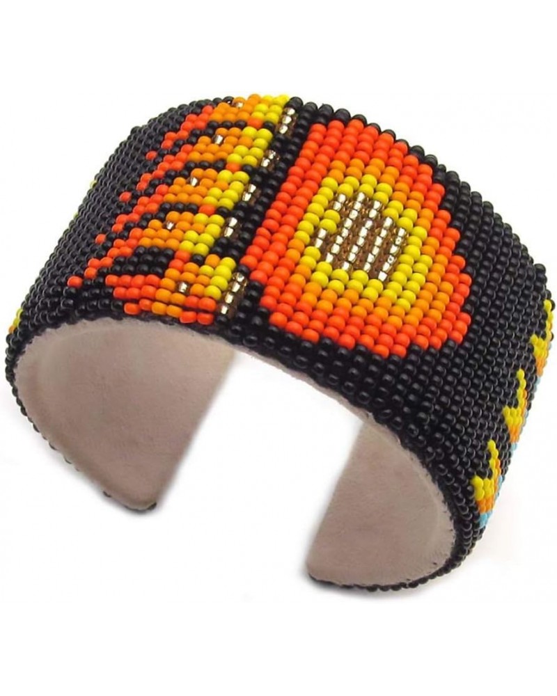 Southwestern Native Style Seed Beads Beaded Hard Cuff Bracelet Black Paw $11.00 Bracelets