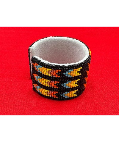 Southwestern Native Style Seed Beads Beaded Hard Cuff Bracelet Black Paw $11.00 Bracelets